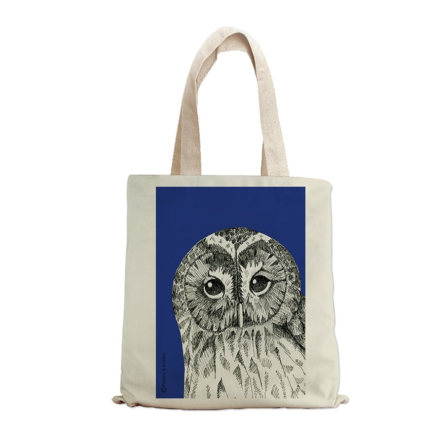 owl animal ink canvas bag