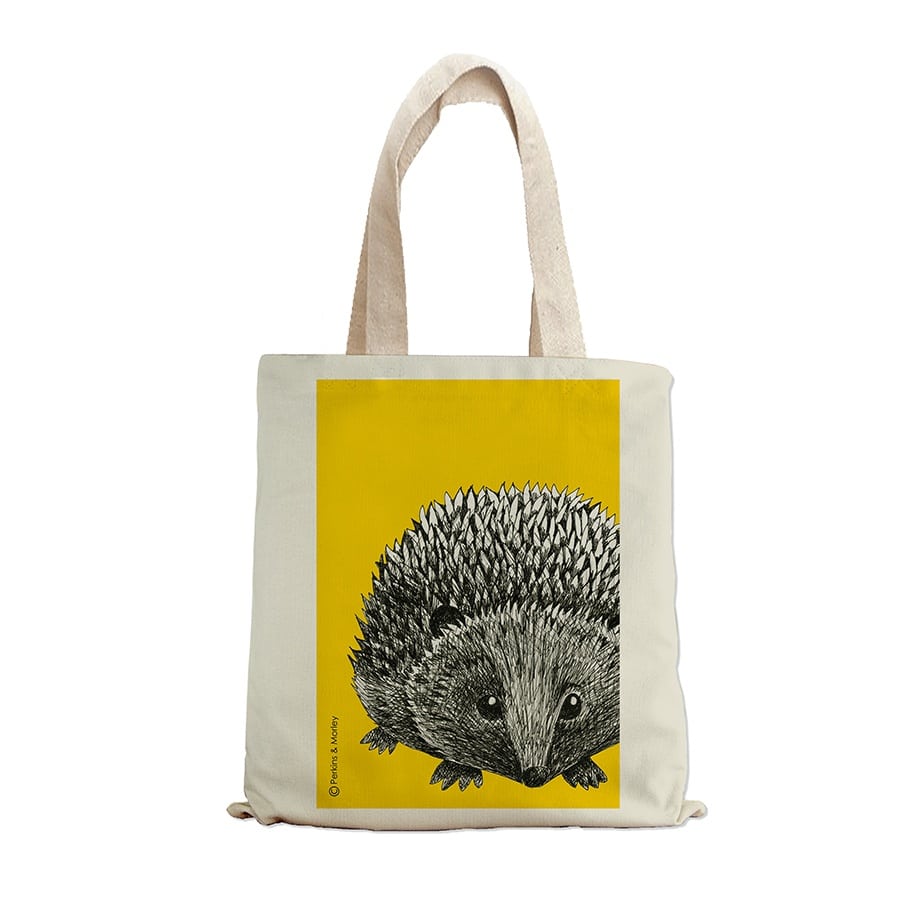 hedgehog animal ink canvas bag