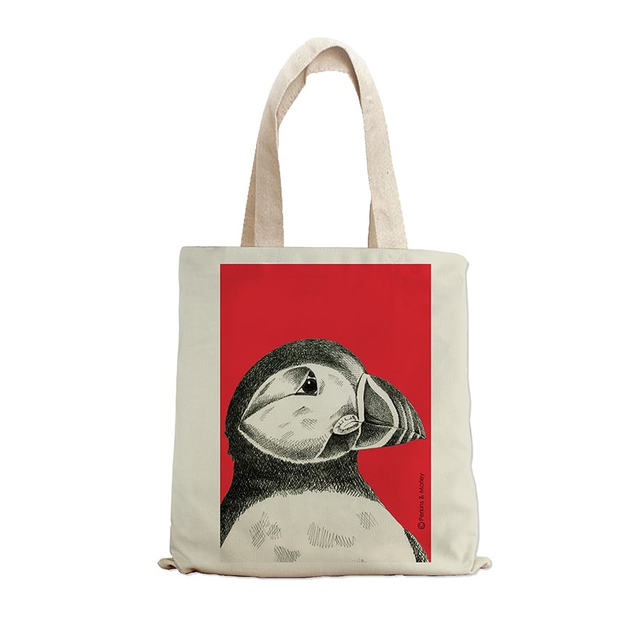 puffin animal ink canvas bag