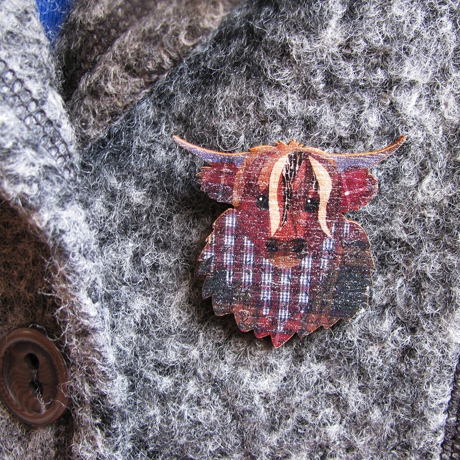 Highland Cow brooch