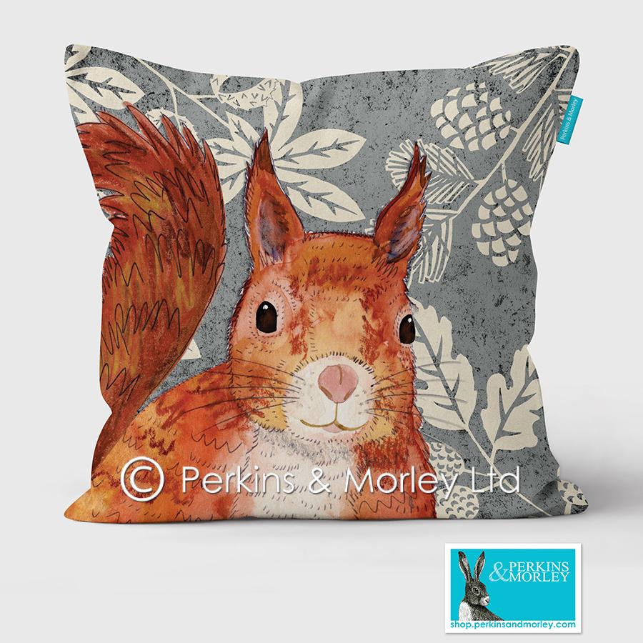 Red Squirrel cushion Wild Wood range
