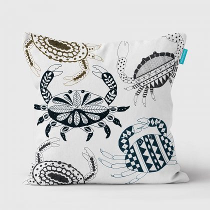 scraffito crab white cushion