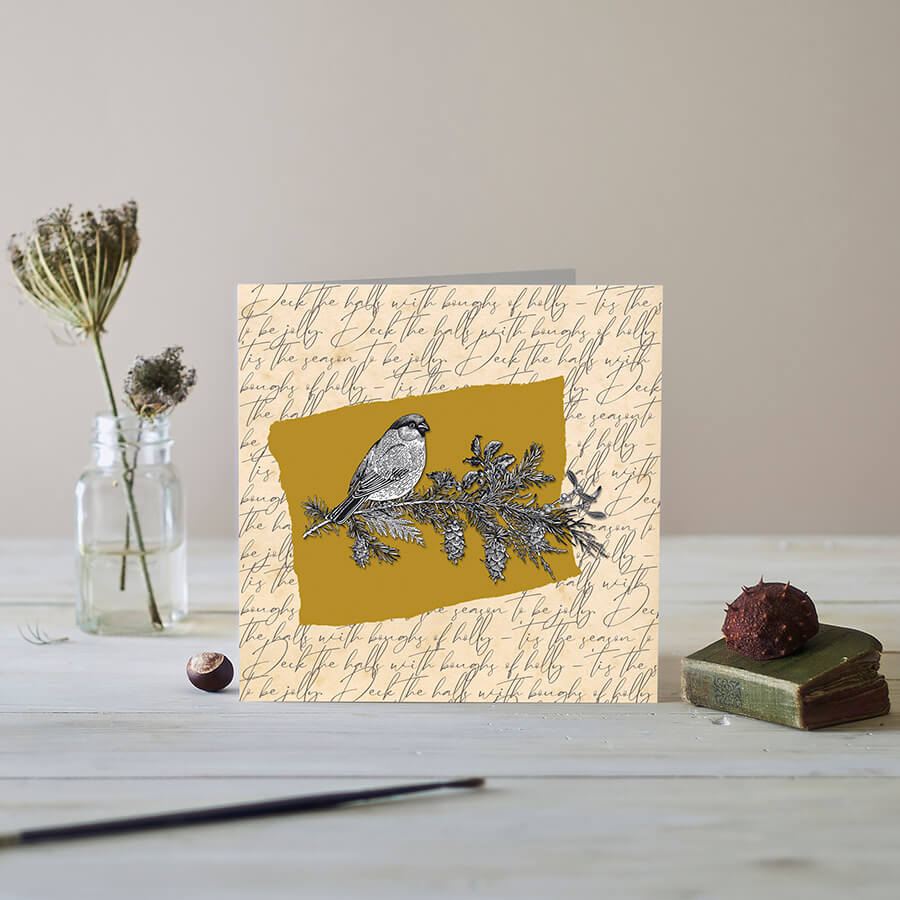 Bullfinch on Mustard Card