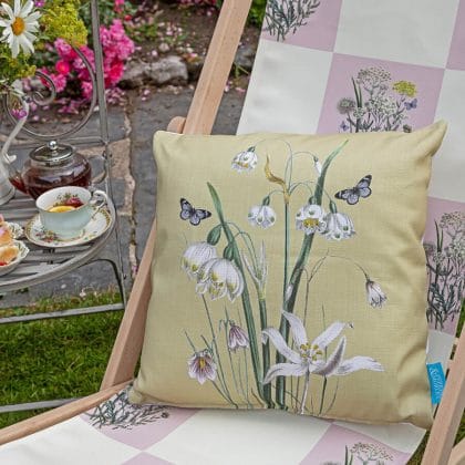 Green spring floral cushion