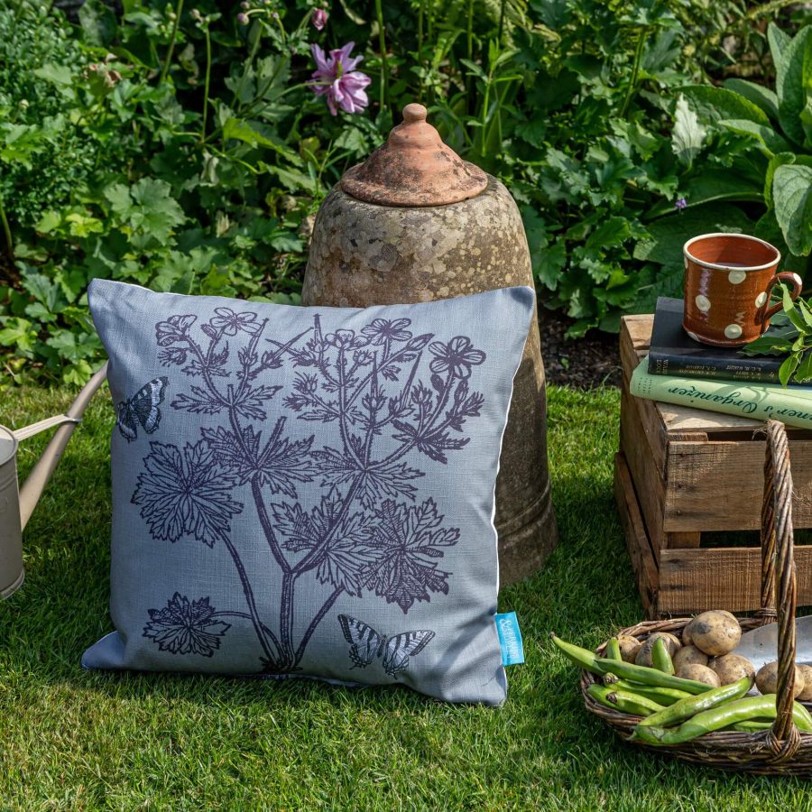 Flora & Butterfly Grey Cushion