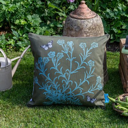 Comfrey & Butterfly Olive cushion