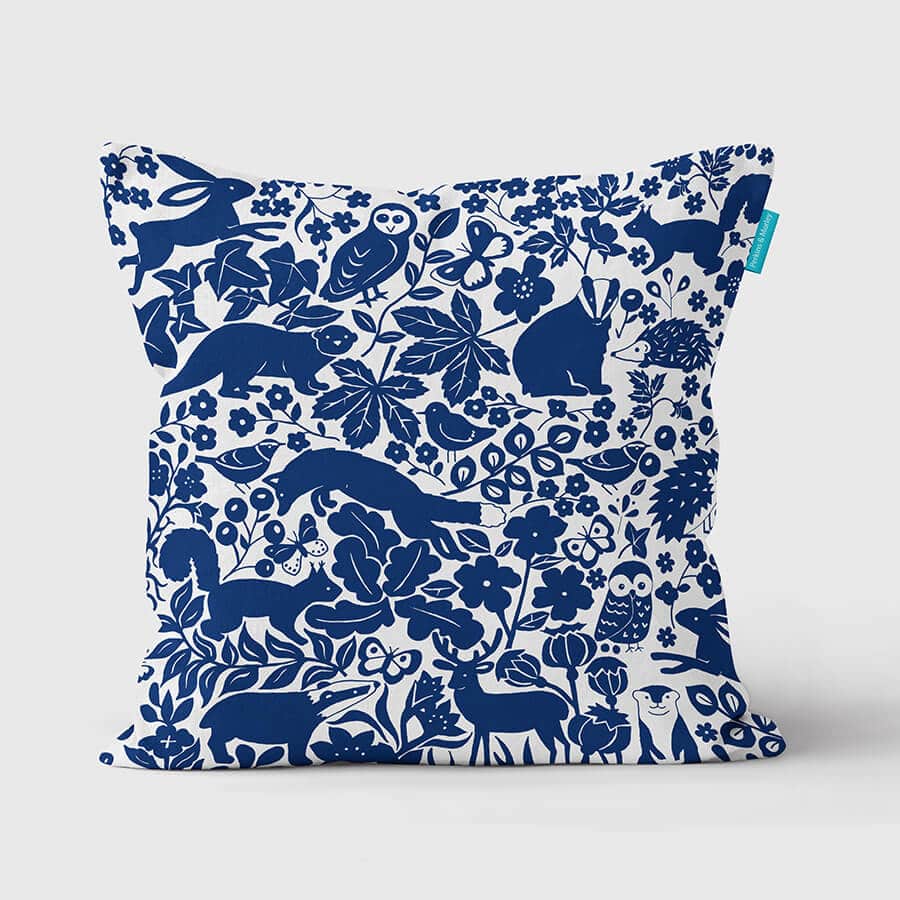 Animals Together Midnight Blue Cushion