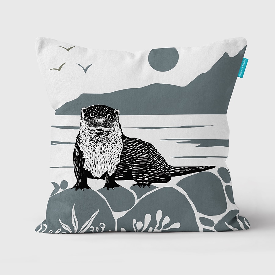 Otter Cushion Blue Grey