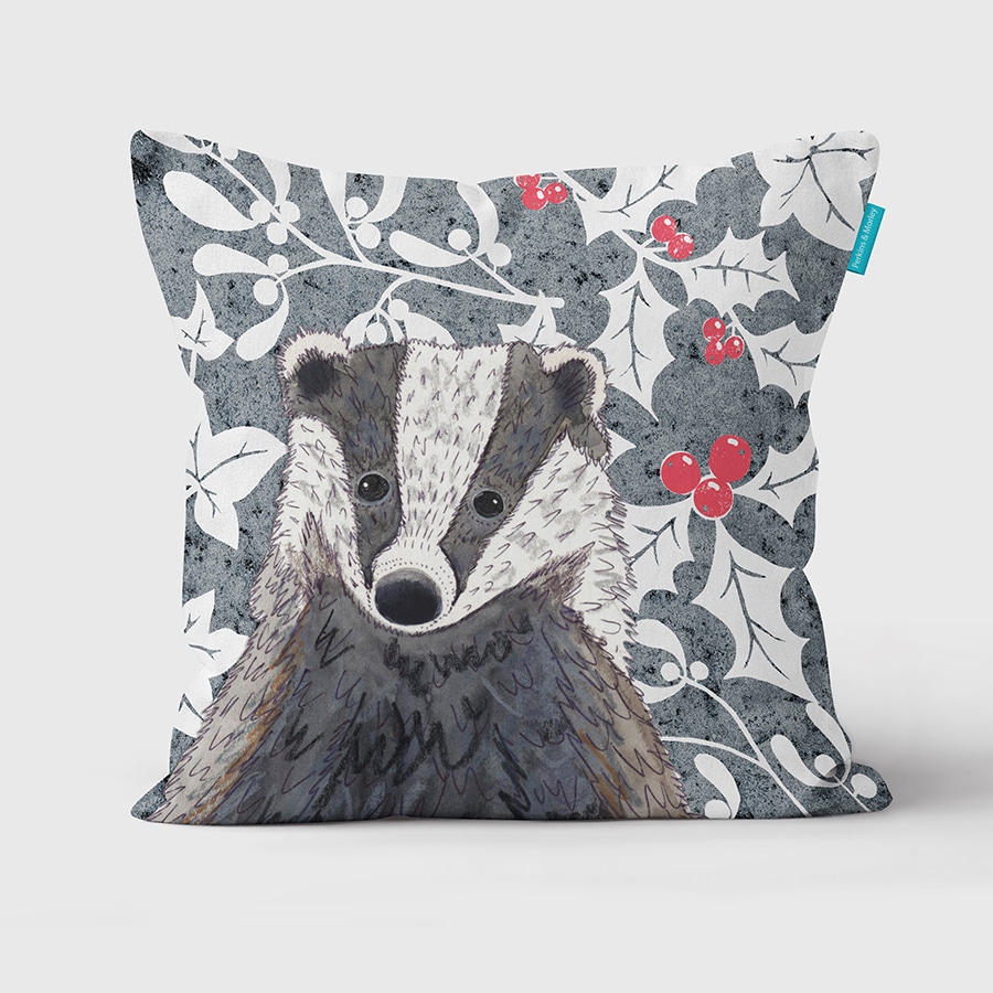 Badger Winter Cushion