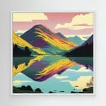 Rainbow Mountain Canvas Print white frame