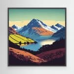 Snowy Peaks Canvas Print black frame