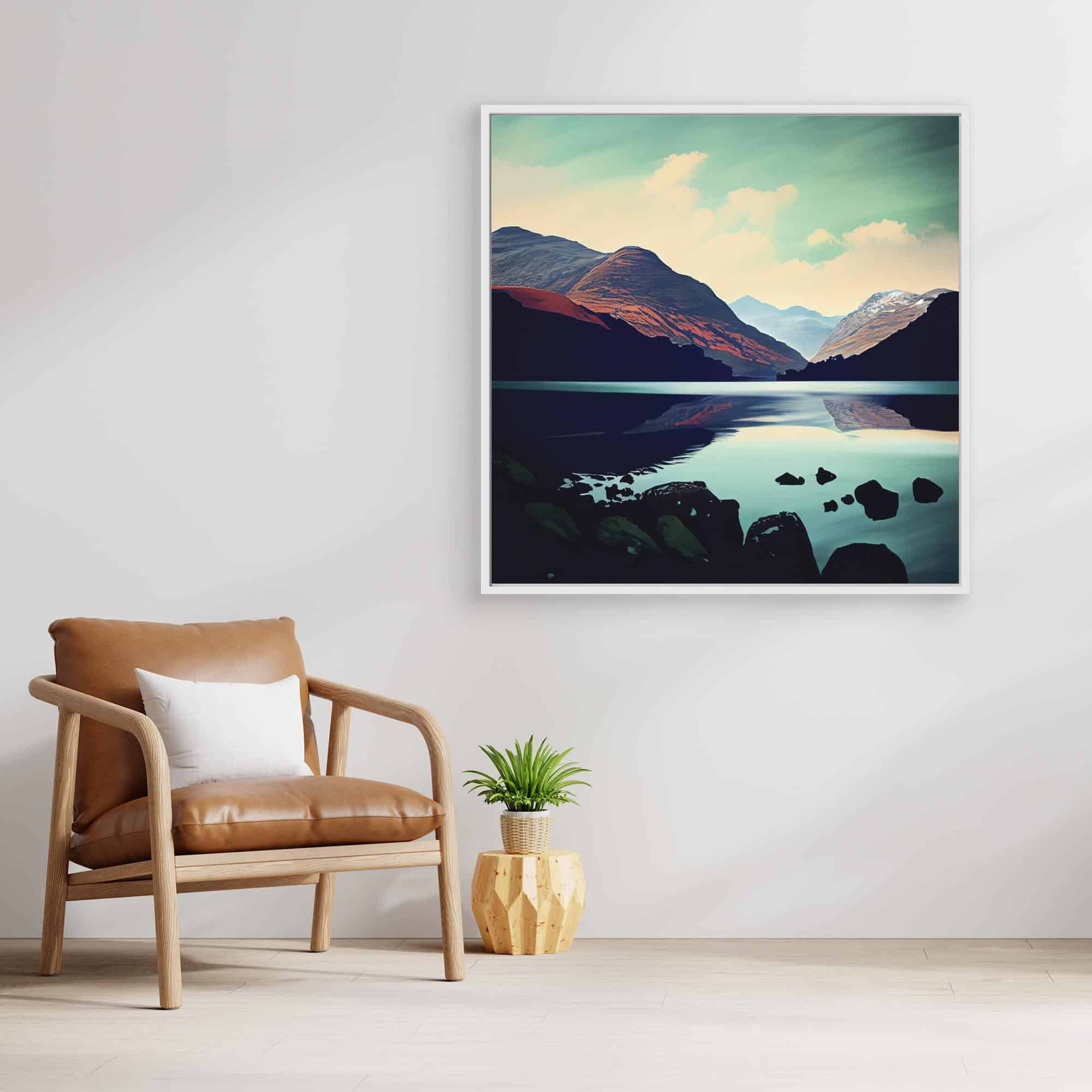 Mountain View Canvas Print white frame