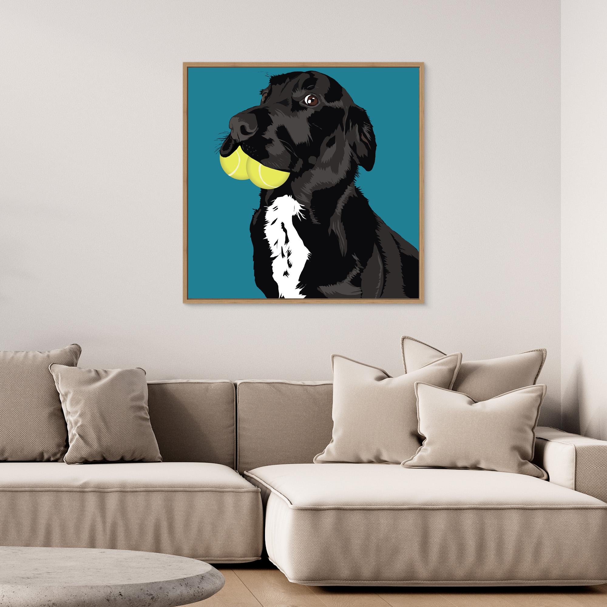 Dog With Tennis Balls Canvas Print - Image 4