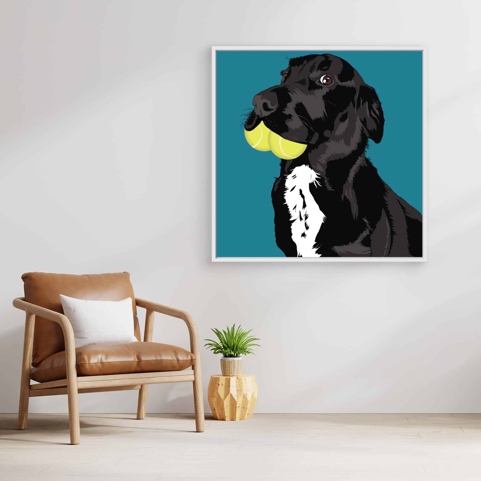 Dog With Tennis Balls Canvas Print - Image 3