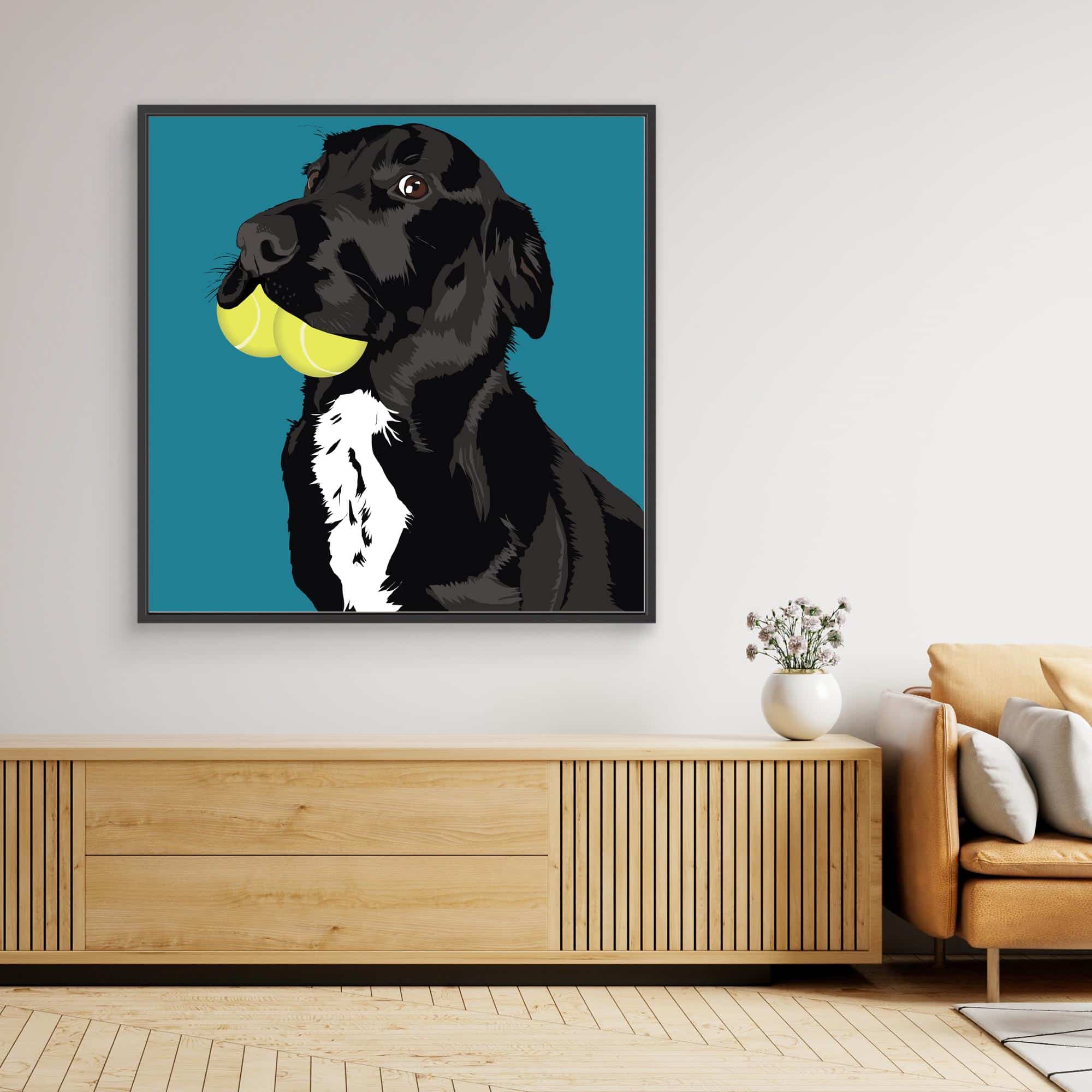 Dog With Tennis Balls Canvas Print - Image 2