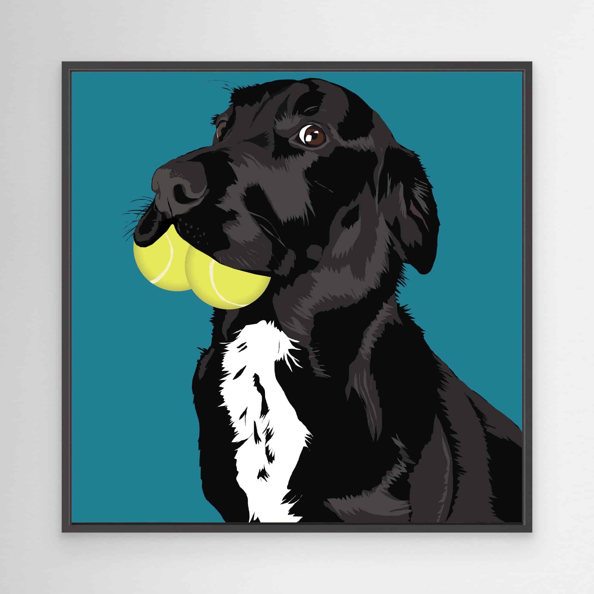 Dog With Tennis Balls Canvas Print