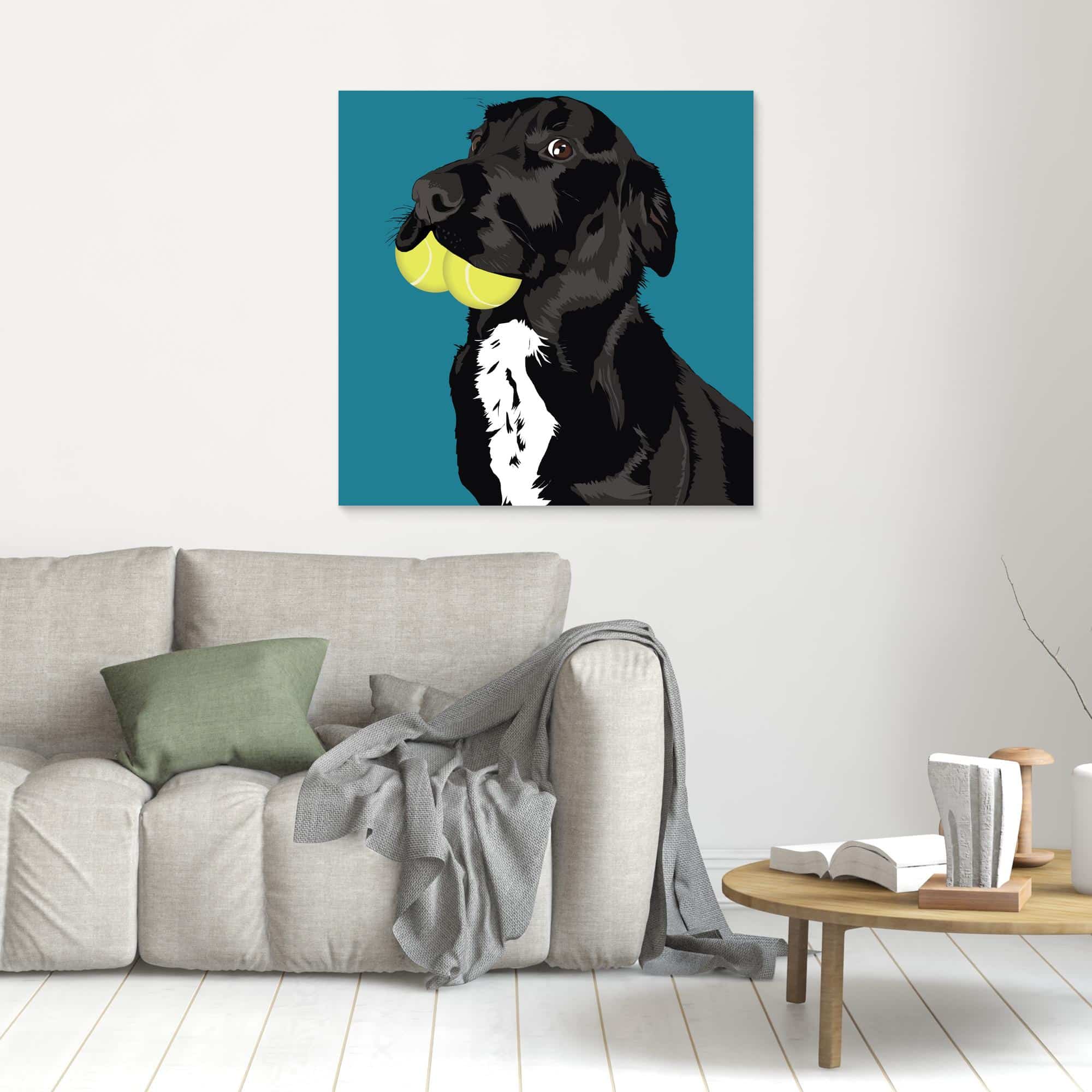 Dog With Tennis Balls Canvas Print