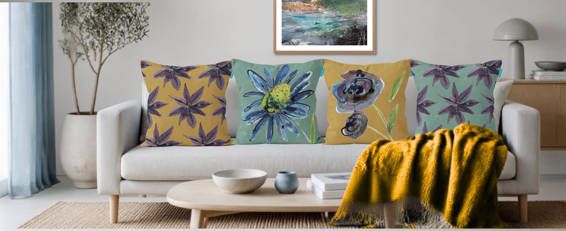 Floral Ink Cushions