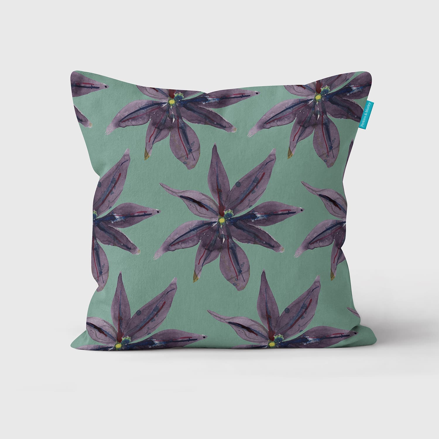 Dusk Lilies Webster Green Cushion